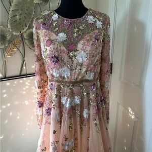 Mac duggal 5716 Floral Embroidered Long Sleeve Dress